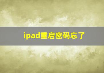 ipad重启密码忘了