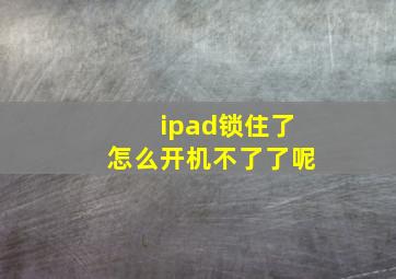 ipad锁住了怎么开机不了了呢