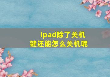 ipad除了关机键还能怎么关机呢