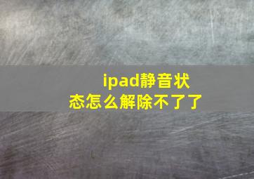 ipad静音状态怎么解除不了了