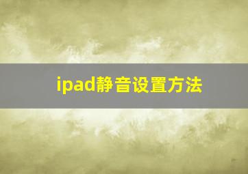 ipad静音设置方法