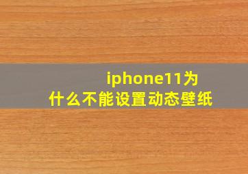 iphone11为什么不能设置动态壁纸