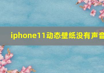 iphone11动态壁纸没有声音