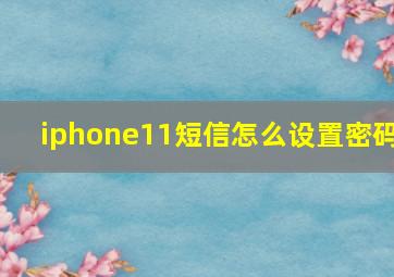 iphone11短信怎么设置密码