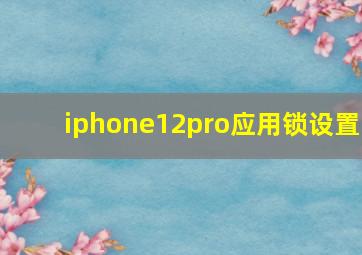 iphone12pro应用锁设置