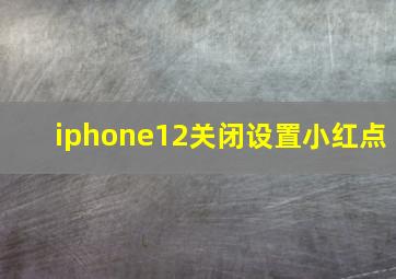 iphone12关闭设置小红点