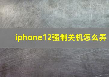 iphone12强制关机怎么弄