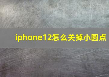 iphone12怎么关掉小圆点