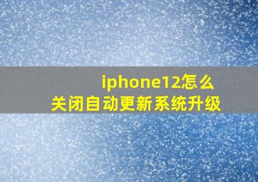 iphone12怎么关闭自动更新系统升级