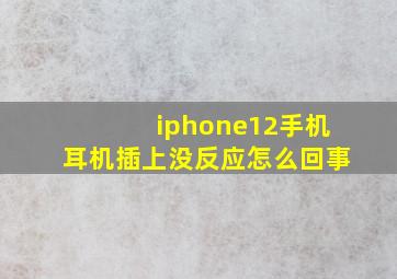 iphone12手机耳机插上没反应怎么回事