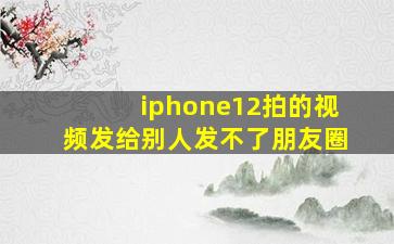 iphone12拍的视频发给别人发不了朋友圈