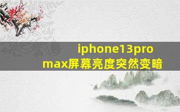 iphone13promax屏幕亮度突然变暗