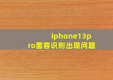 iphone13pro面容识别出现问题