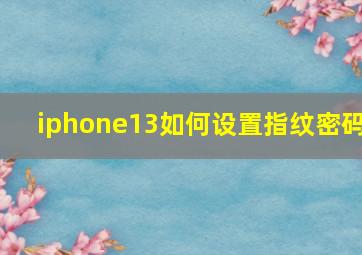 iphone13如何设置指纹密码