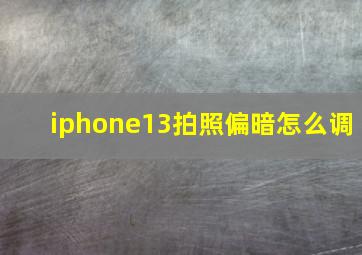 iphone13拍照偏暗怎么调