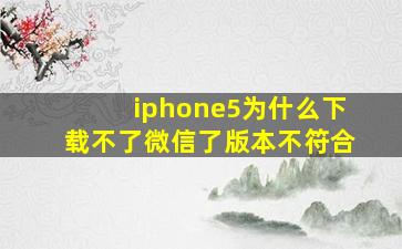 iphone5为什么下载不了微信了版本不符合