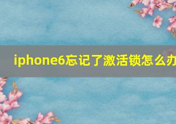 iphone6忘记了激活锁怎么办