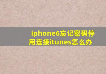 iphone6忘记密码停用连接itunes怎么办