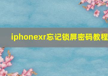 iphonexr忘记锁屏密码教程