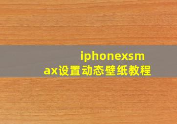 iphonexsmax设置动态壁纸教程