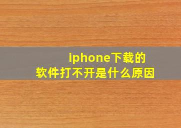 iphone下载的软件打不开是什么原因