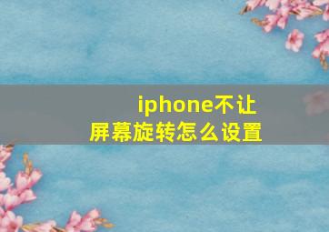 iphone不让屏幕旋转怎么设置