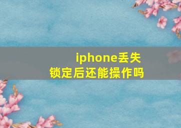 iphone丢失锁定后还能操作吗