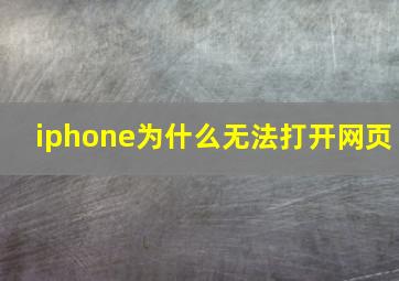 iphone为什么无法打开网页