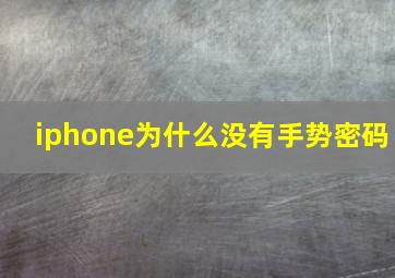 iphone为什么没有手势密码