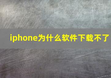 iphone为什么软件下载不了