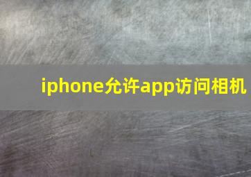 iphone允许app访问相机