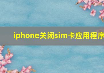 iphone关闭sim卡应用程序