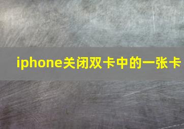 iphone关闭双卡中的一张卡