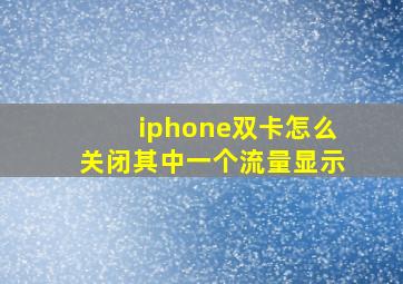 iphone双卡怎么关闭其中一个流量显示