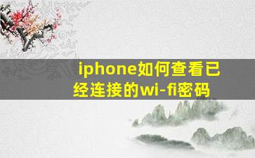 iphone如何查看已经连接的wi-fi密码