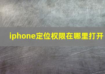 iphone定位权限在哪里打开