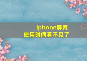 iphone屏幕使用时间看不见了