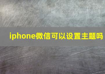 iphone微信可以设置主题吗