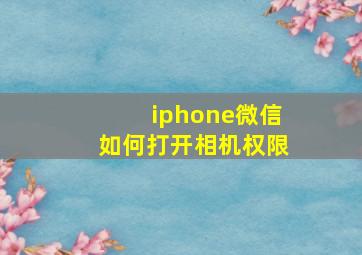 iphone微信如何打开相机权限