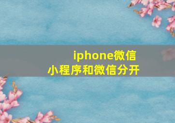 iphone微信小程序和微信分开