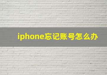 iphone忘记账号怎么办