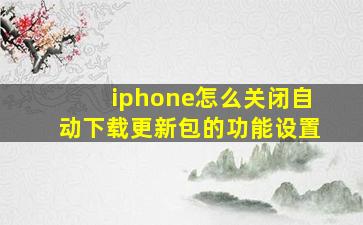 iphone怎么关闭自动下载更新包的功能设置