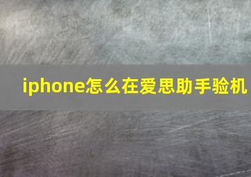 iphone怎么在爱思助手验机