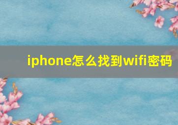 iphone怎么找到wifi密码