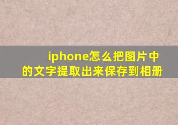 iphone怎么把图片中的文字提取出来保存到相册