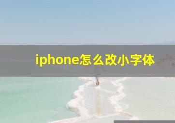 iphone怎么改小字体