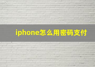 iphone怎么用密码支付