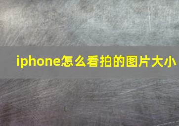 iphone怎么看拍的图片大小