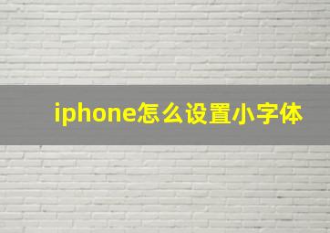 iphone怎么设置小字体