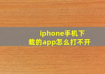 iphone手机下载的app怎么打不开